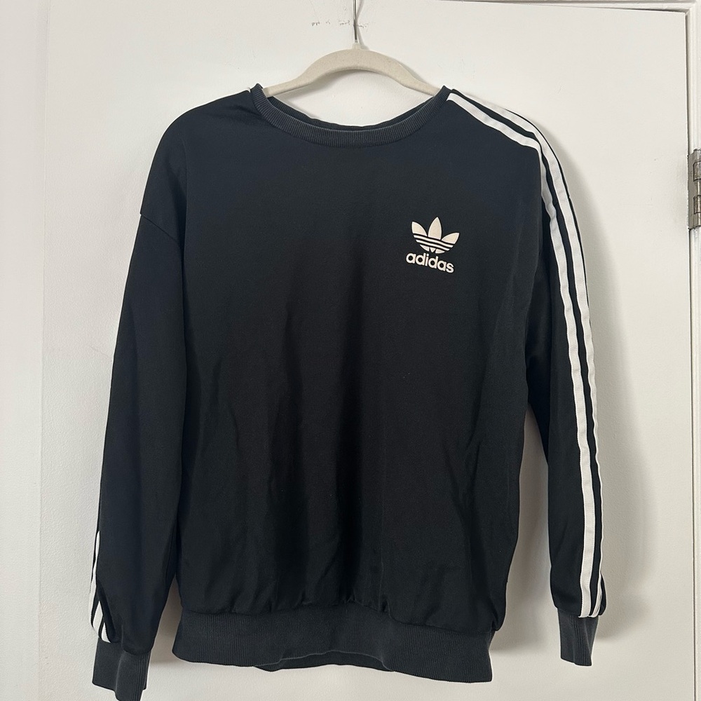 Adidas Originals Trefoil 3-Stripes Sweatshirt Black White Size S (EU 38 / US S)